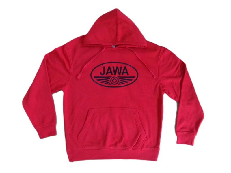 Bluza męska z kapturem, czerwona, z logo JAWA, rozmiar M