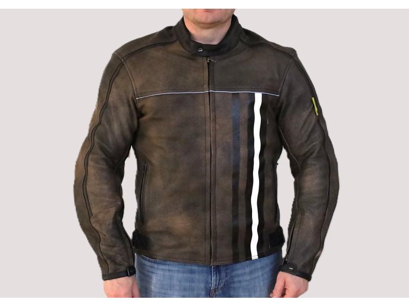 Kurtka motocyklowa, męska, skórzana, brązowa, rozmiar M