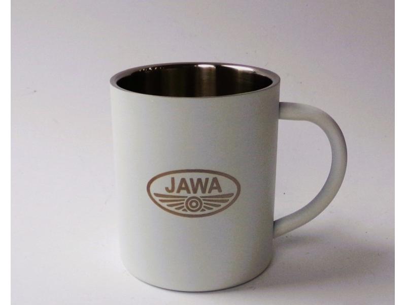 Kubek, 250 ml, biały, stal nierdzewna, logo JAWA