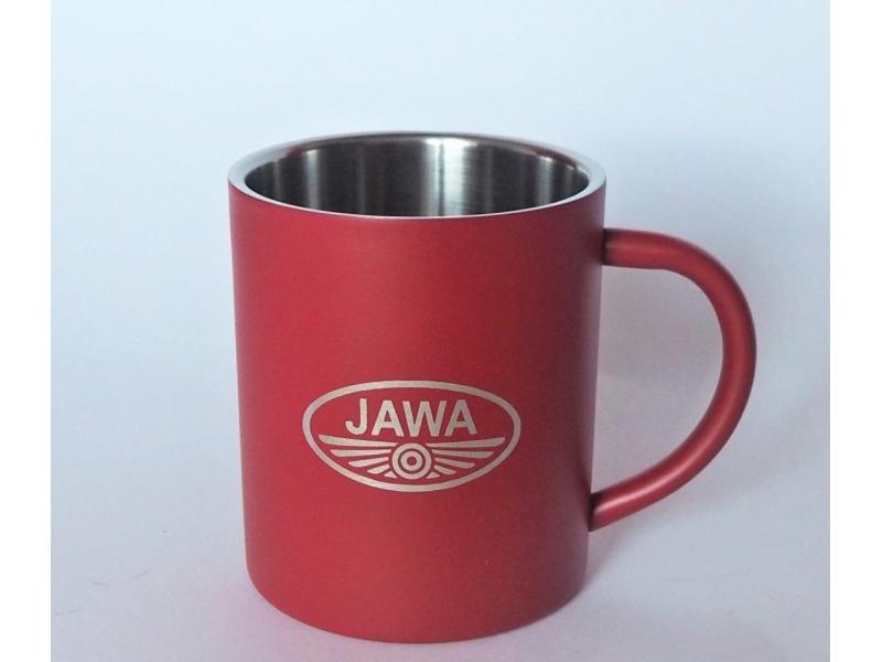Kubek, 250 ml, czerwony, stal nierdzewna, logo JAWA